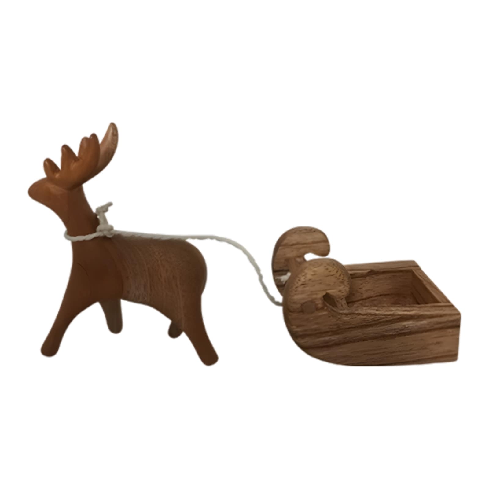 Holz-Rentier mit Holz-Schlitten