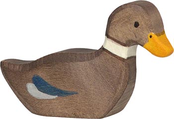 Holztiger Ente schwimmend