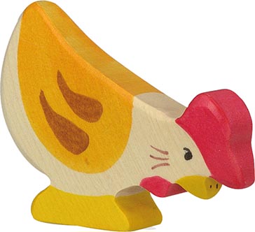 Holztiger Huhn pickend
