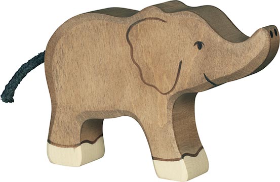 Holztiger Elefant klein RÃ¼ssel hoch