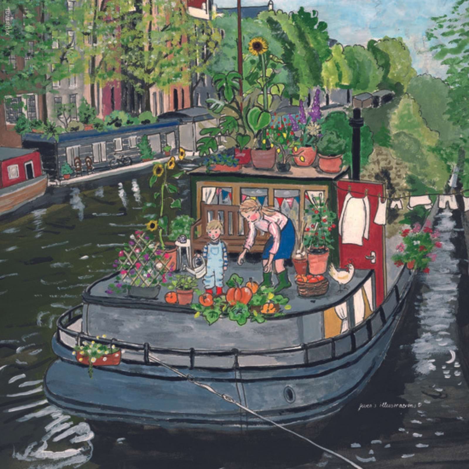Motiv für Toverlux Lampe - Gwen's Illustration - Hausboot Garten