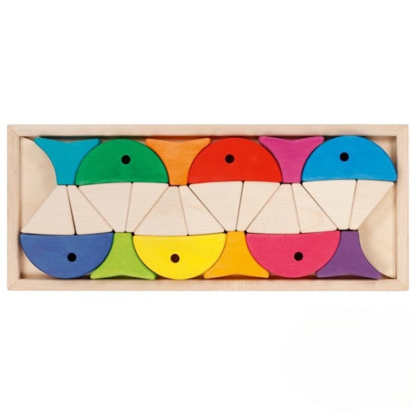 Legespiel und Bausteinkasten 6 bunte Fische