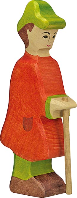 Holztiger Hirte mit Stab