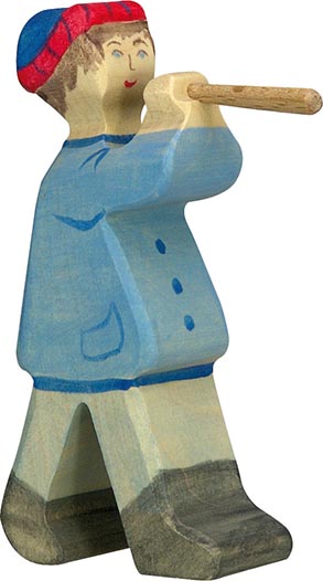 Holztiger Hirte mit Flöte 2
