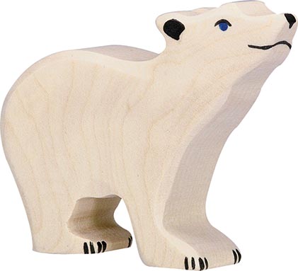 Holztiger EisbÃ¤r klein Kopf hoch