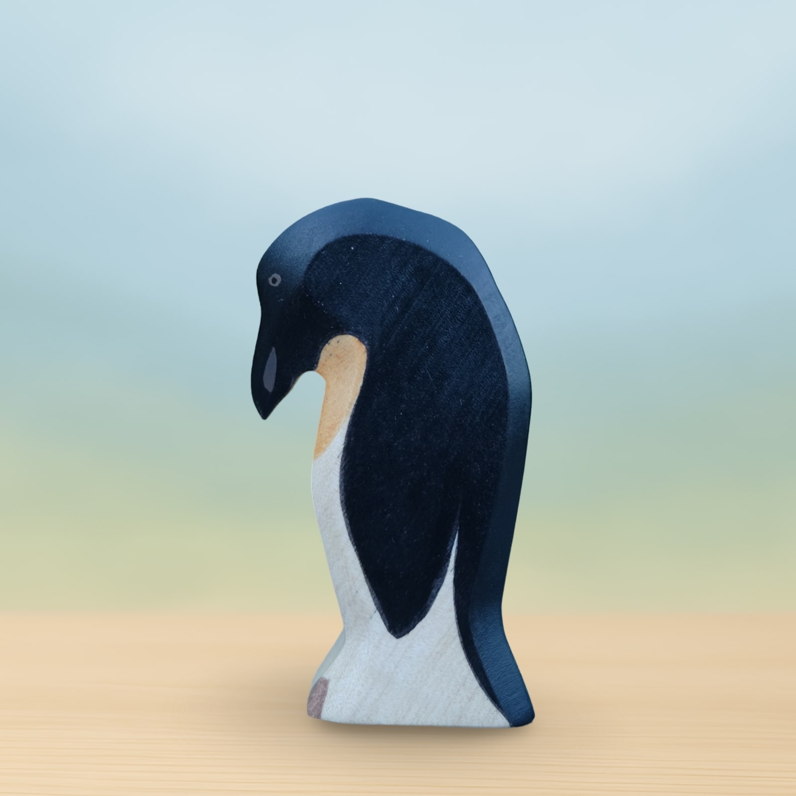 HolzWald Pinguin Kopf tief