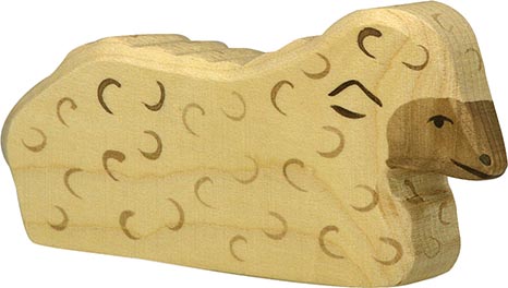 Holztiger Schaf liegend