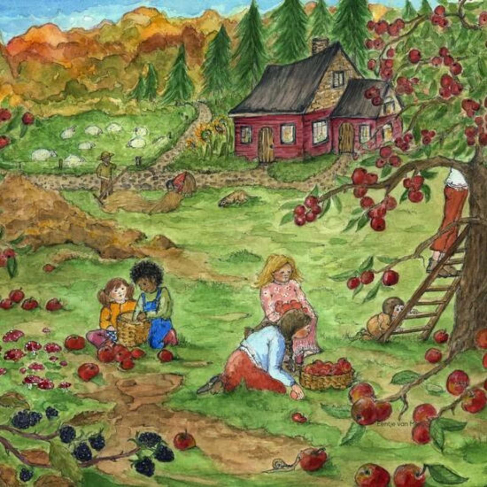 Motiv für Toverlux Lampe - Eentje van Margo - Rotes Häuschen Herbst