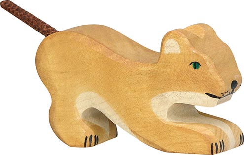 Holztiger Löwe klein spielend