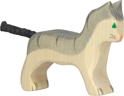 Holztiger Katze klein grau