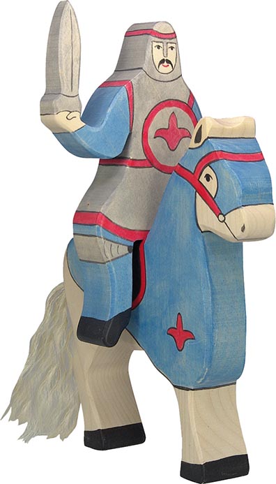 Holztiger Blauer Ritter reitend (ohne Pferd)