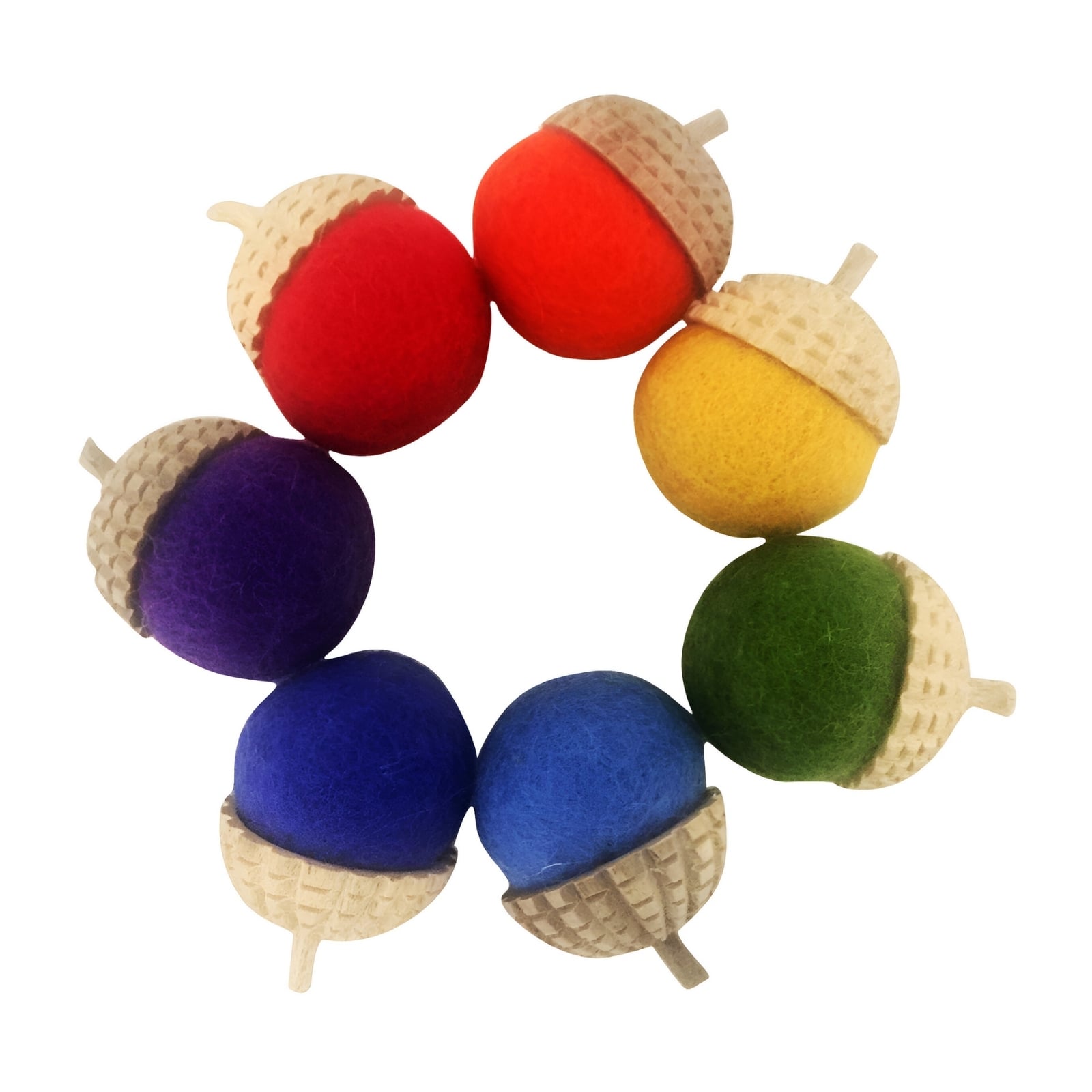 Filz Eicheln Regenbogen, 7-teilig