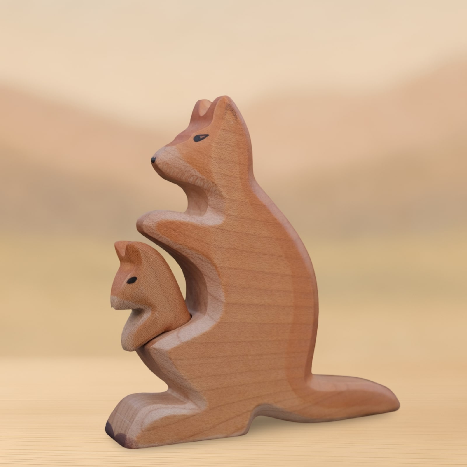 HolzWald Känguru mit Baby
