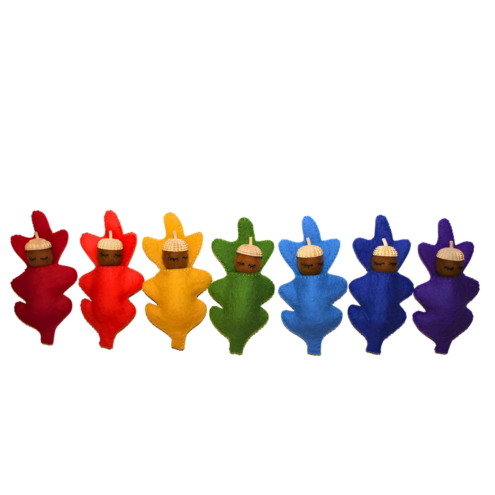 Filz Eichel-Babys Regenbogen, 7-teilig