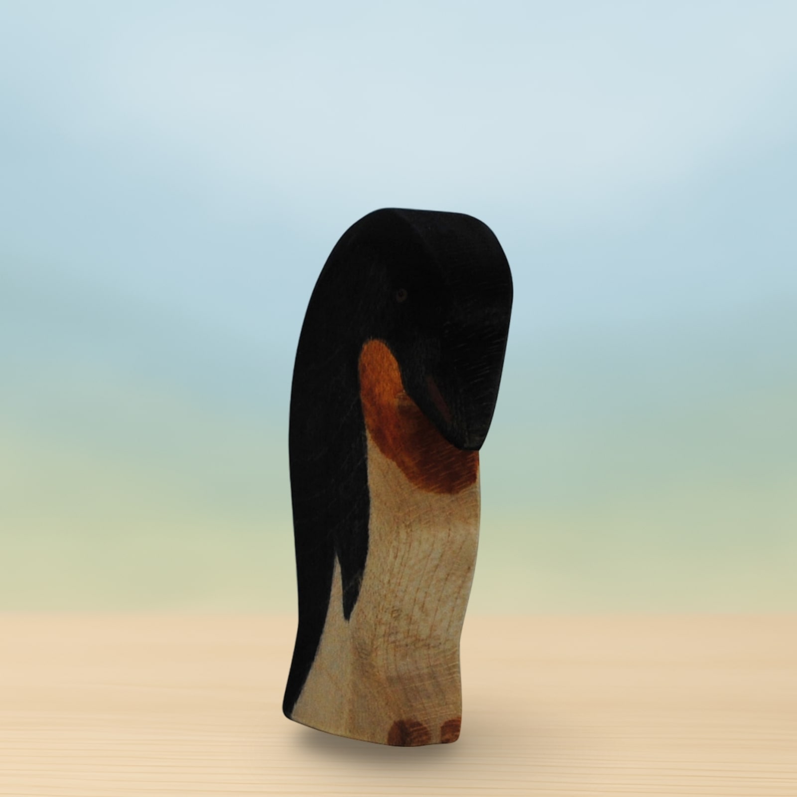 HolzWald Pinguin Kopf tief