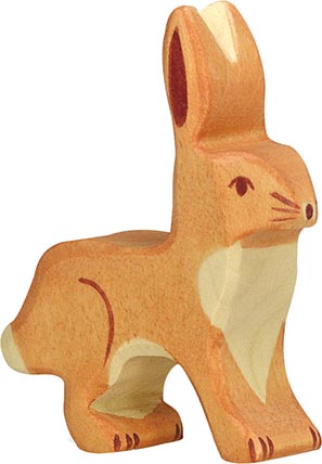 Holztiger Hase Ohren hoch