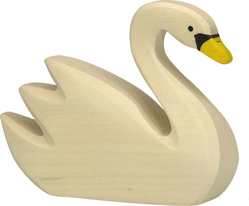 Holztiger Schwan schwimmend