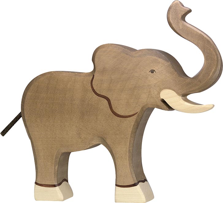 Holztiger Elefant RÃ¼ssel hoch