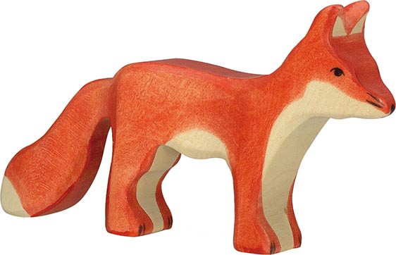 Holztiger Fuchs stehend