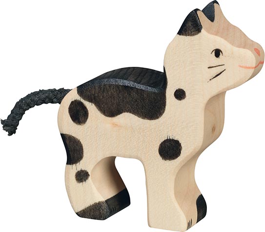 Holztiger Katze klein schwarz und weiÃŸ