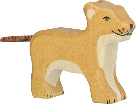 Holztiger Löwe klein stehend