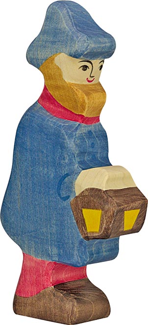 Holztiger Hirte mit Lampe