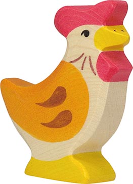 Holztiger Huhn stehend